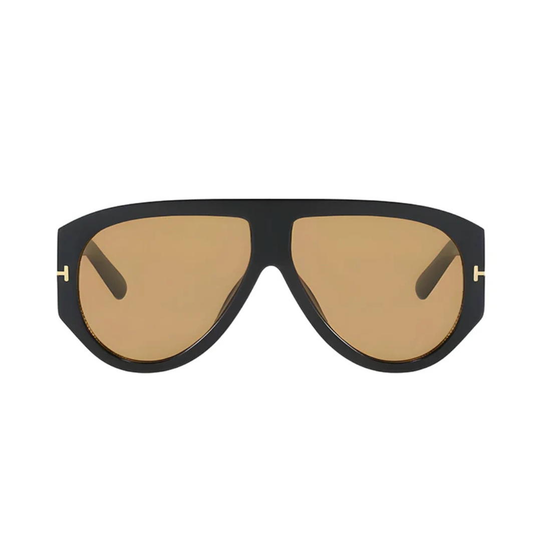 Lentes de sol Aumare Nice montura oversized de acetato negro con lentes marrón