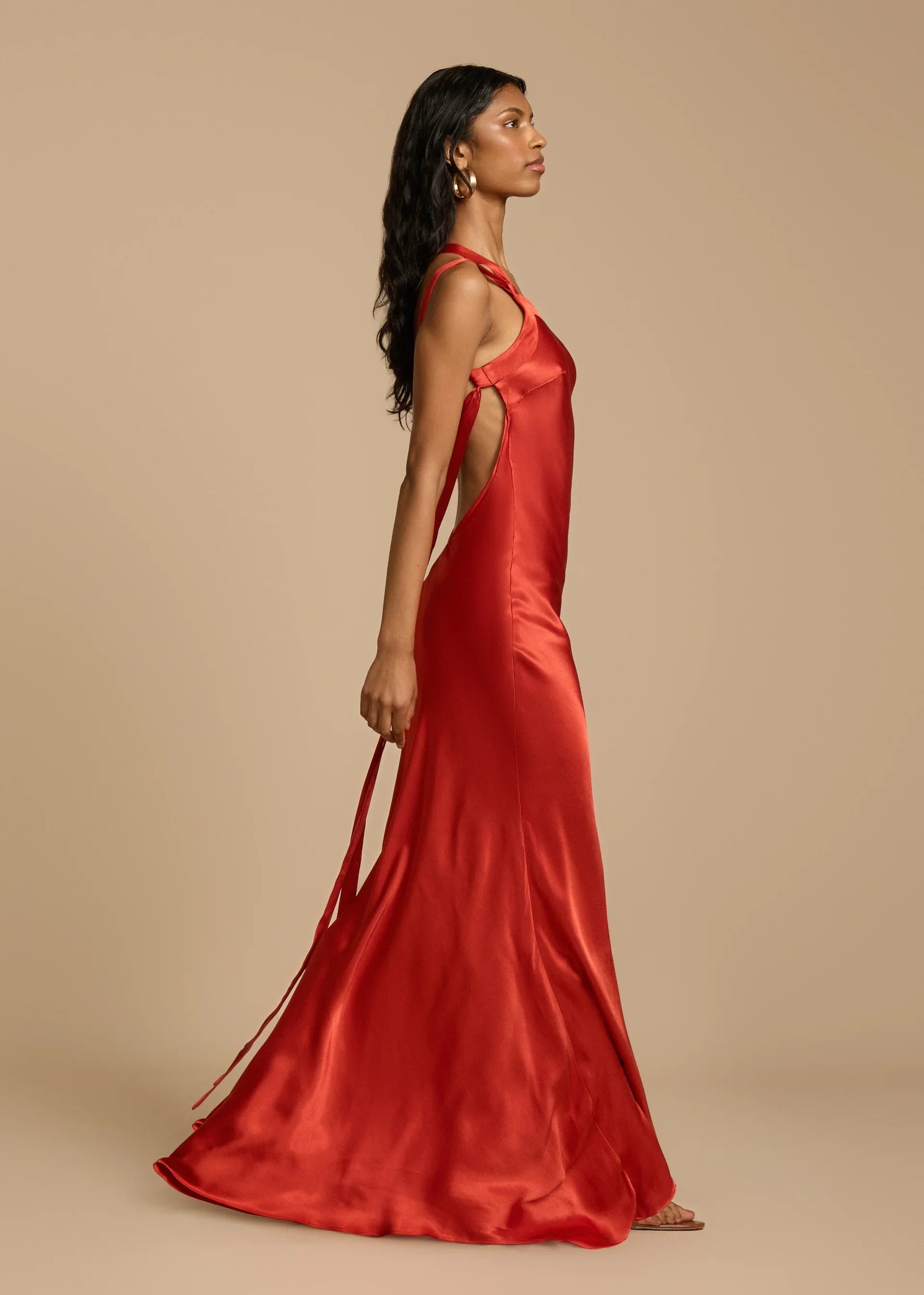 Vestido Aumare Rapallo naranja largo para playa y noche