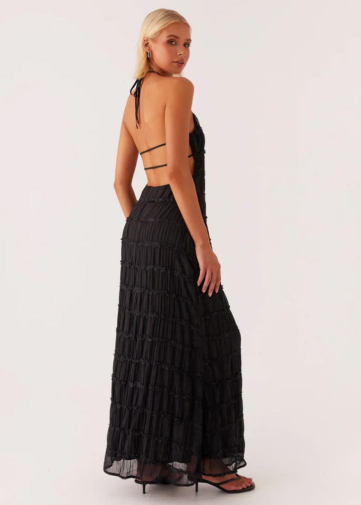 Vestido largo amarillo Aumare Tropea escote halter