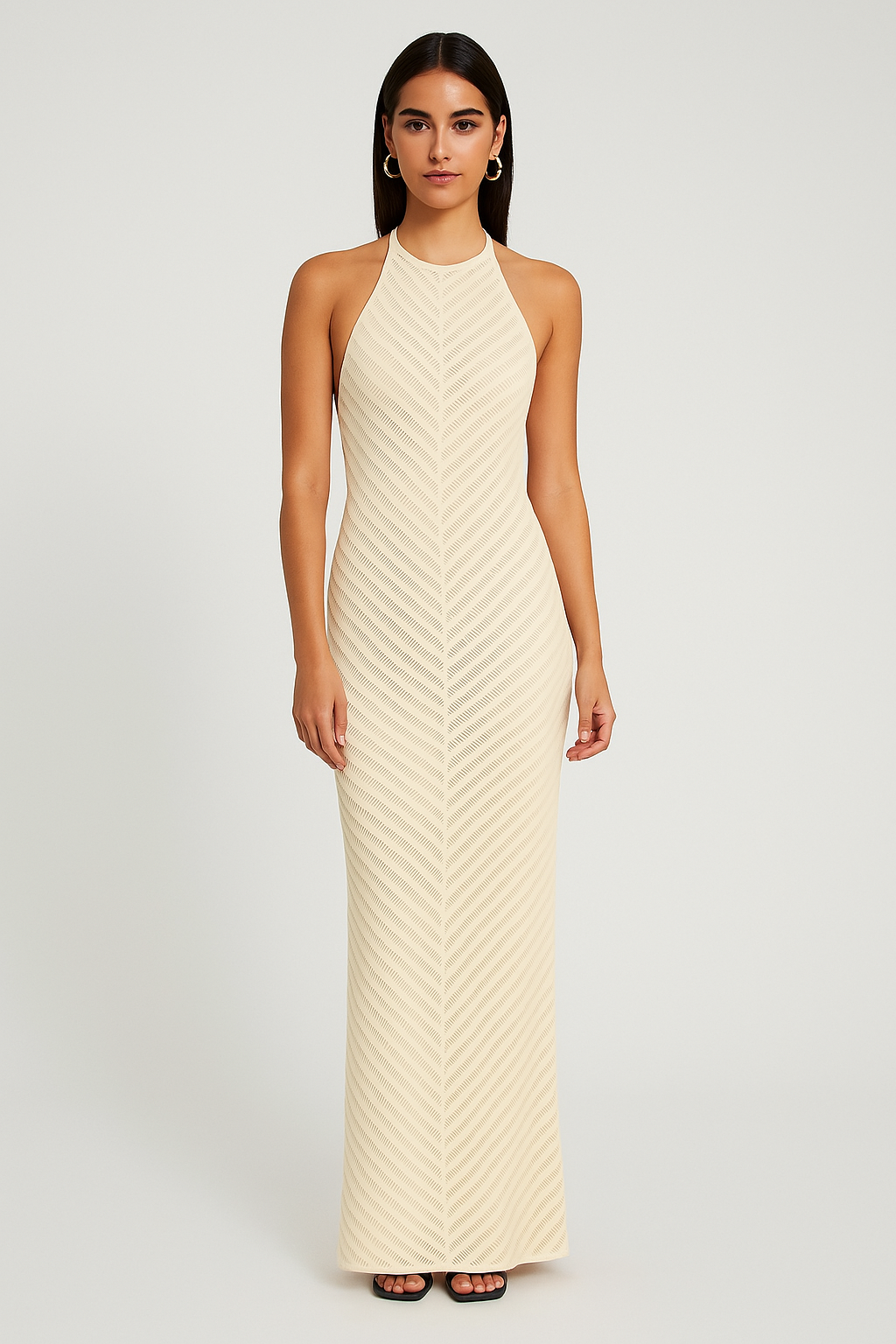 Vestido Aumare Cala Saona tejido a crochet en beige