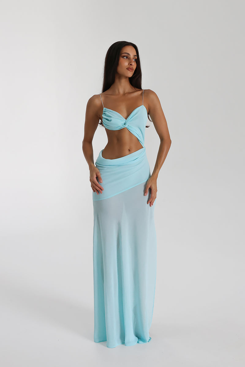 Vestido Aumare Cefalù azul cielo — frente