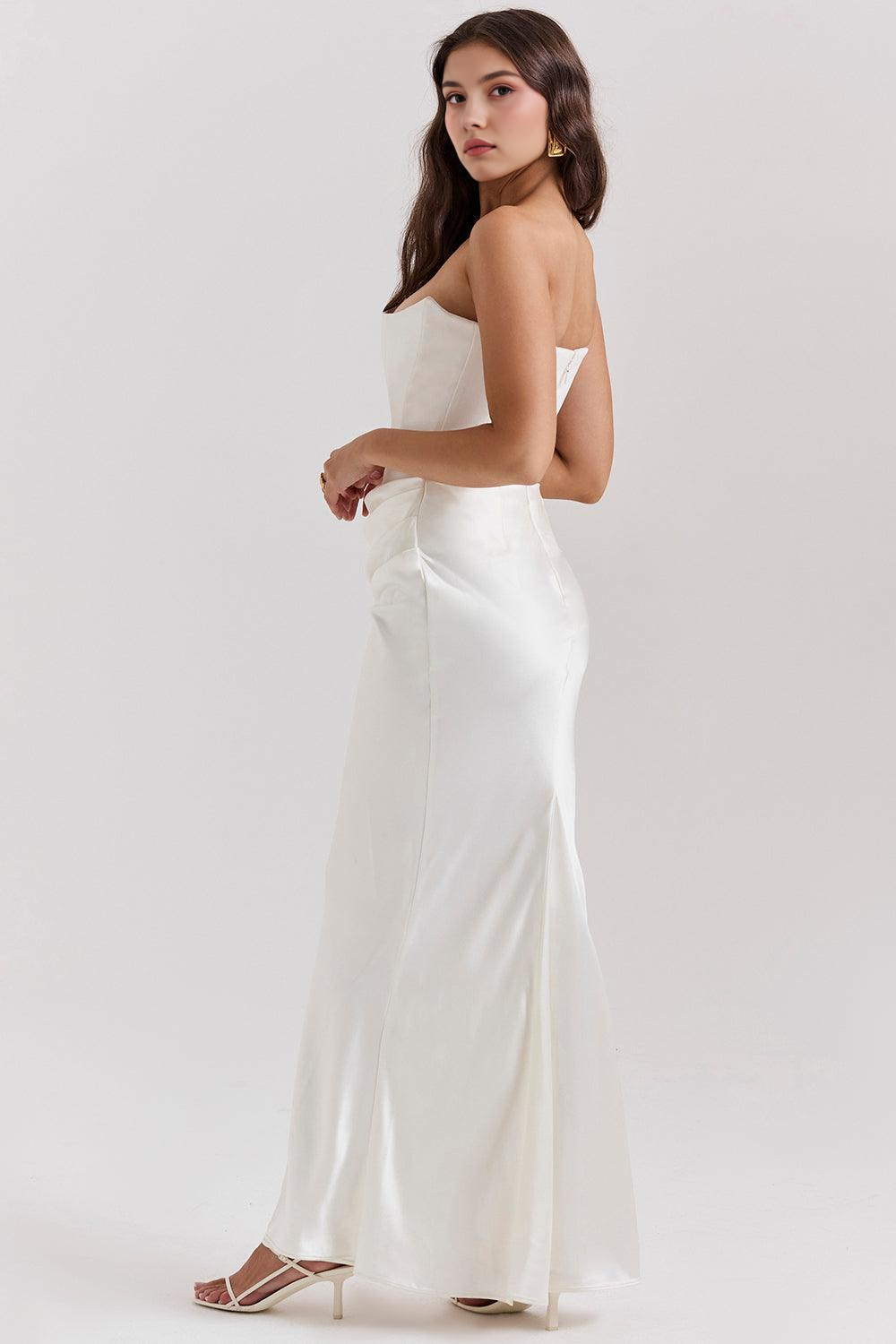 Vestido Marbella blanco caída fluida resort AUMARE