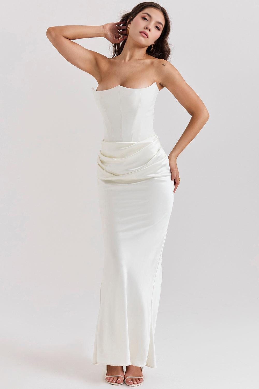 Vestido Marbella largo blanco satinado AUMARE