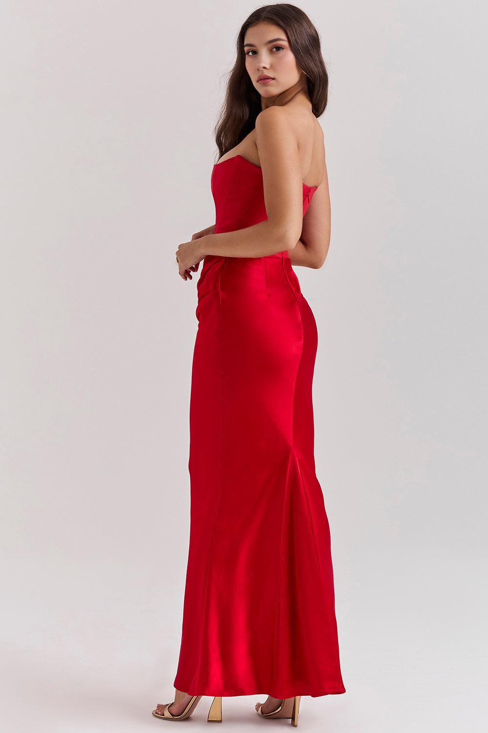 Vestido Marbella rojo caída fluida resort AUMARE