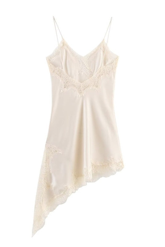 Vestido lencero Aumare Sardegna blanco hueso satinado