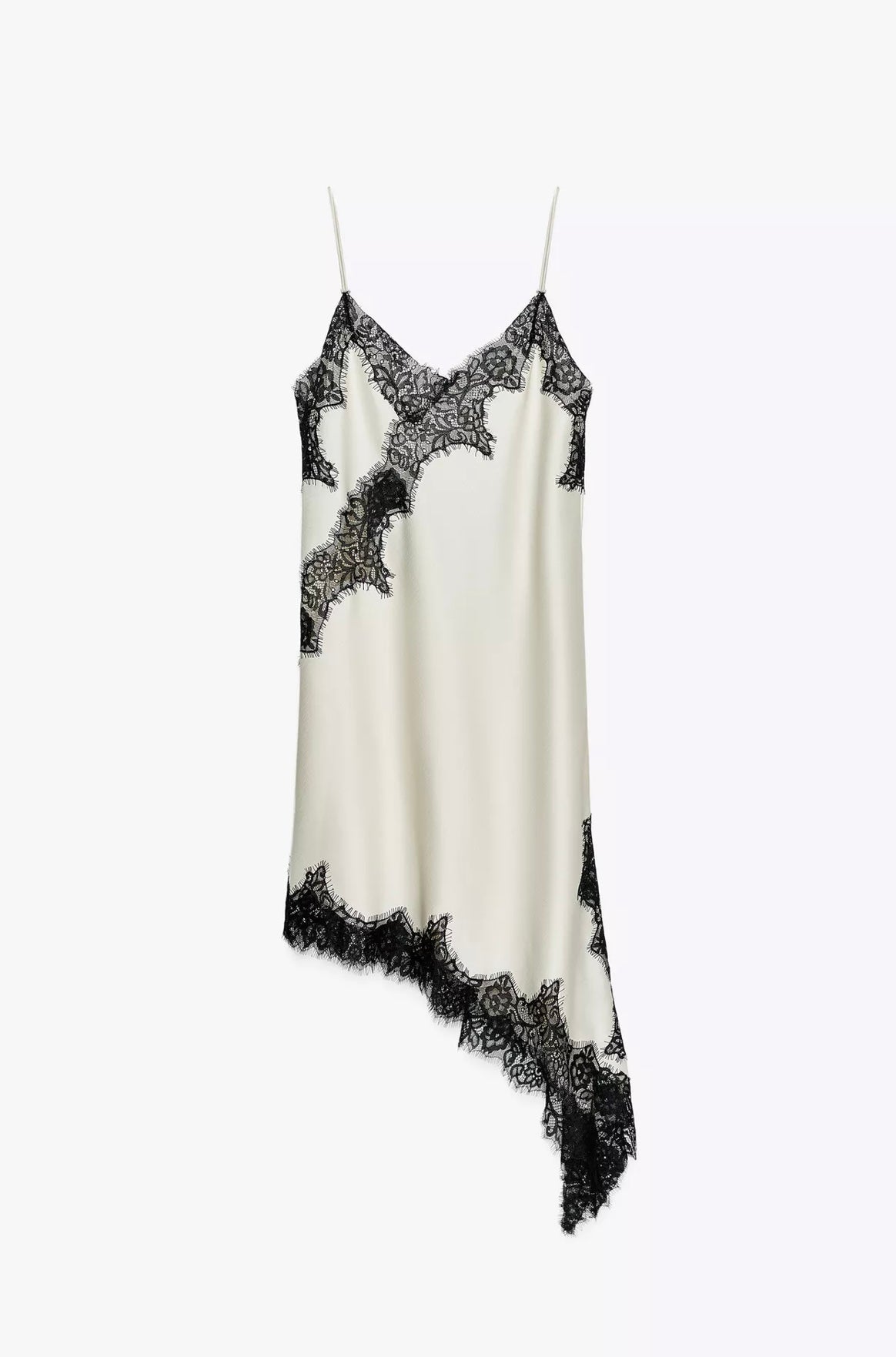 Vestido Aumare Sardegna en blanco con negro y encaje