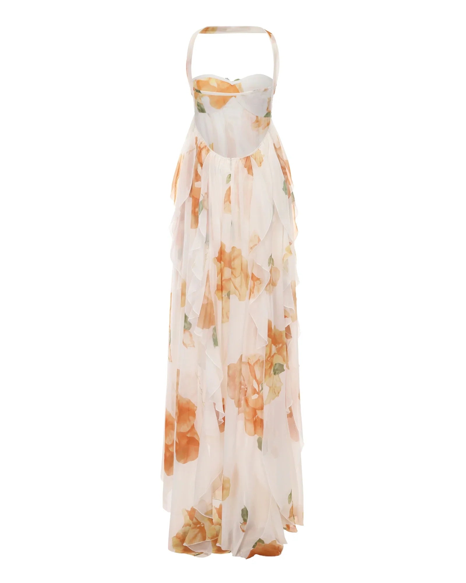 Espalda del vestido Aumare Beaulieu floral