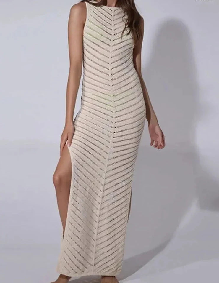 Maxi vestido de crochet espalda descubierta