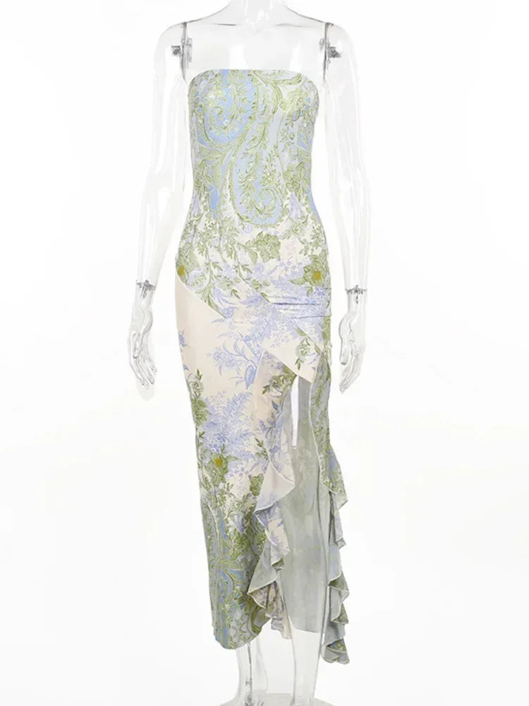 Vestido floral Aumare Bordighera vista lateral