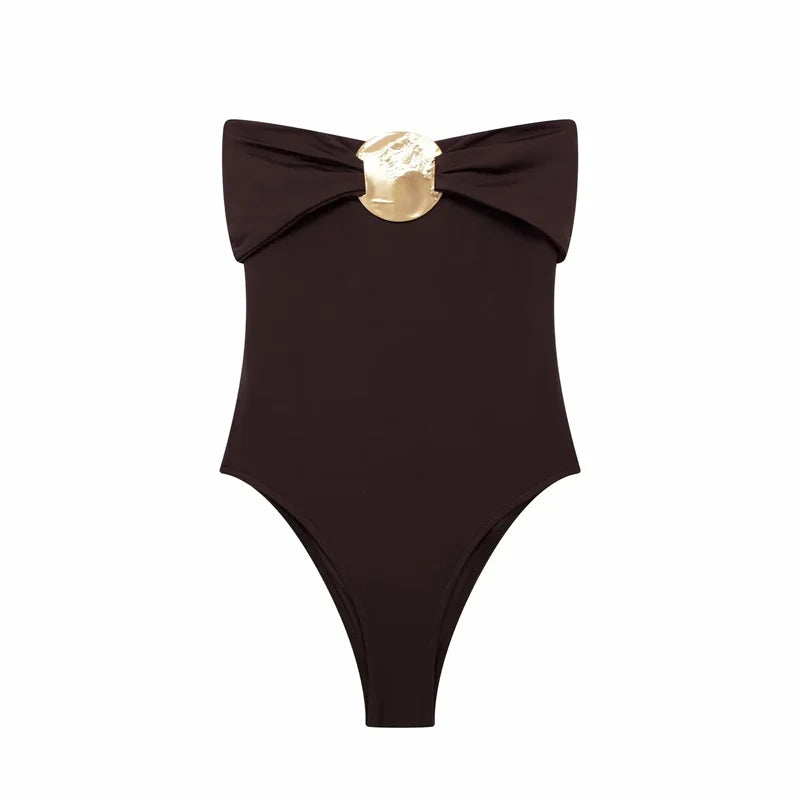 Body Aumare Naomi color marrón con broche dorado