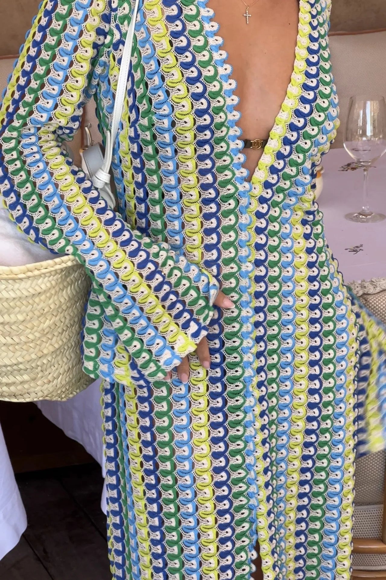 Kimono largo de playa a crochet Aumare Chacahua para resort