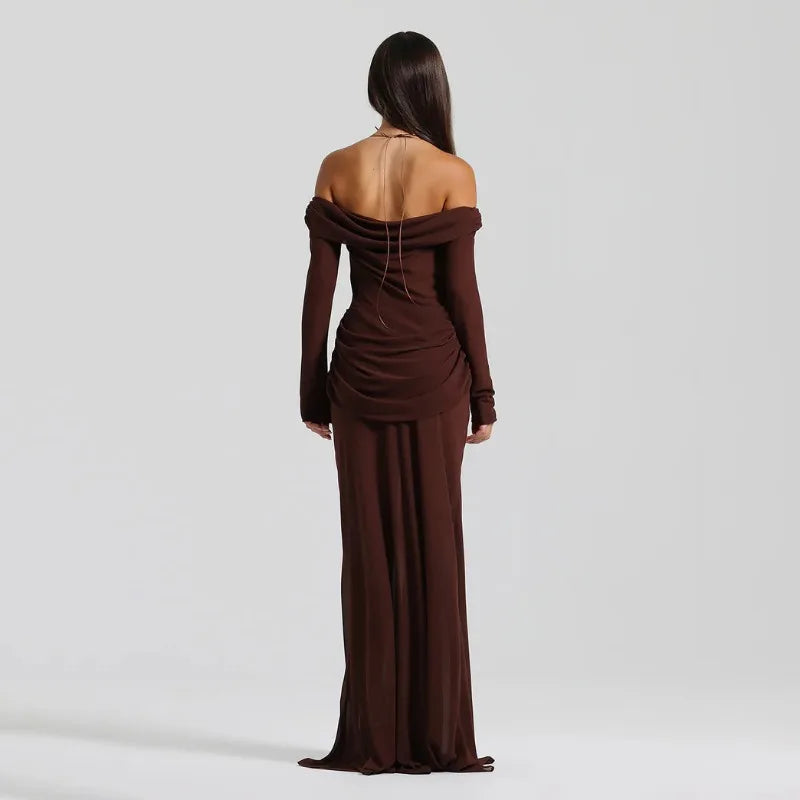 Vestido Aumare Porquerolles detalle del escote drapeado