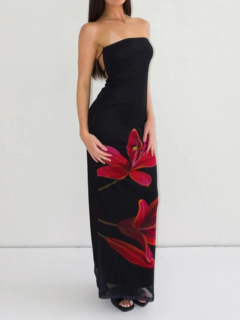 Vestido Aumare Zante estampado floral atardecer