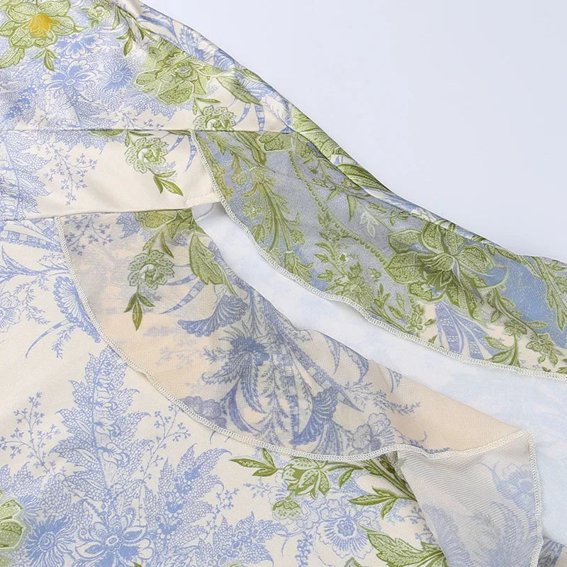 Vestido Aumare Bordighera tonos azul y oliva