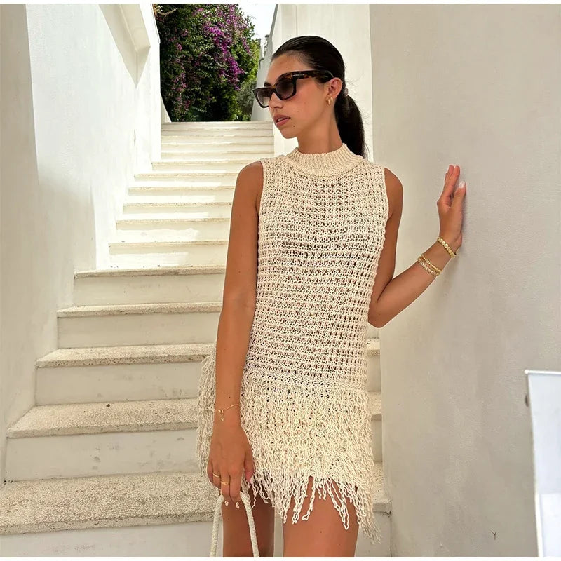 Vestido corto Aumare Sifnos resort wear de lujo
