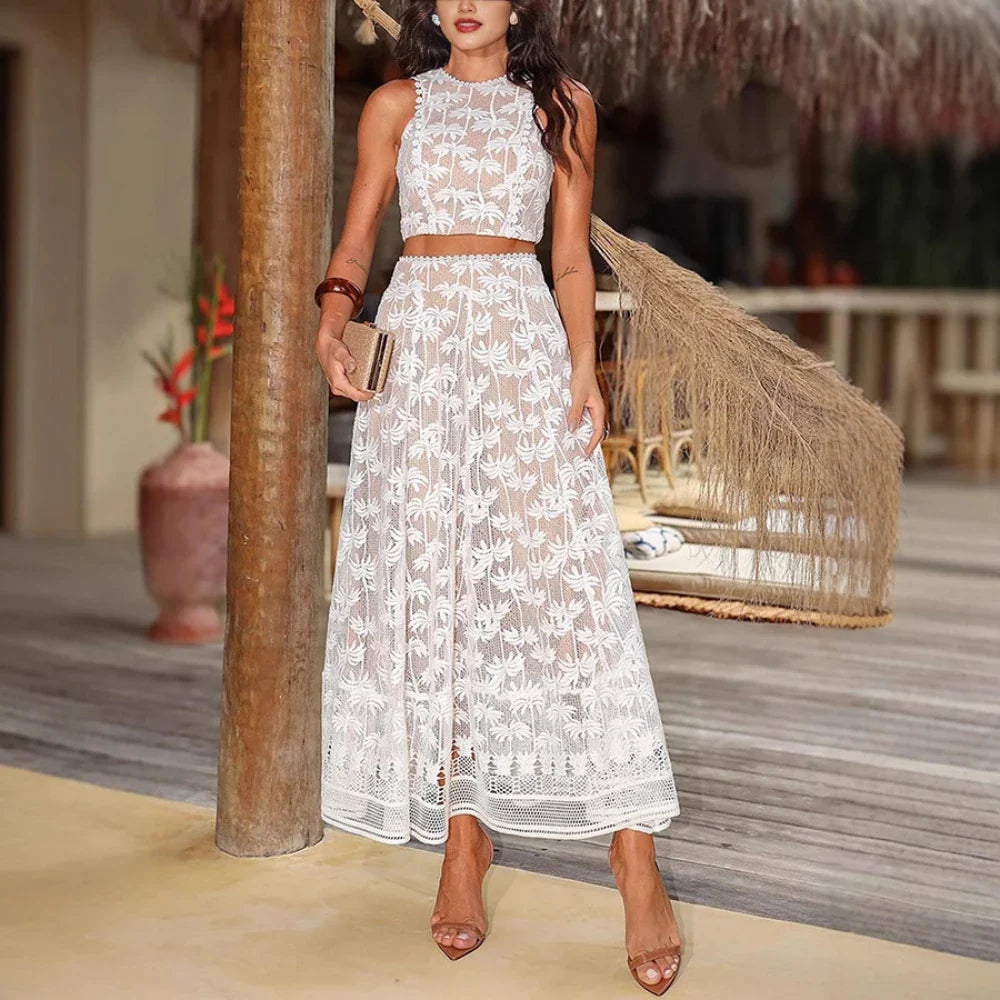 Conjunto resort Aumare Chamela en blanco para mujer