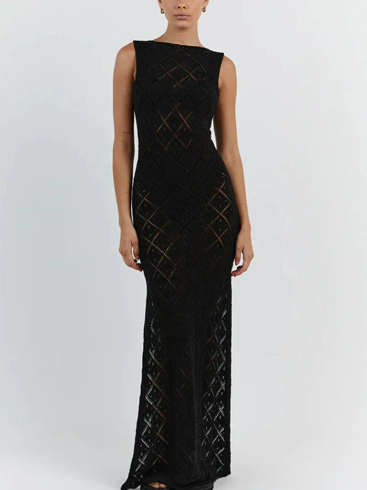 Salida de playa crochet Talamanca color negro silueta entallada