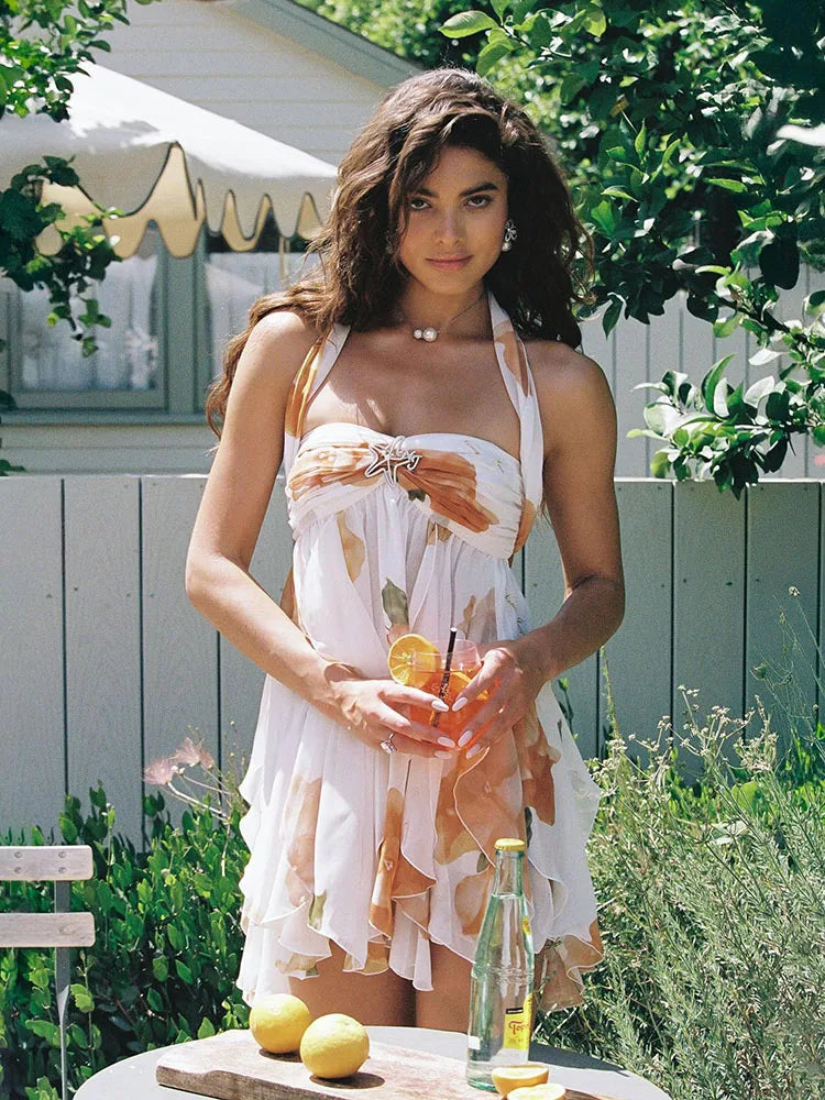 Vestido Aumare Bandol corto floral — vista lateral