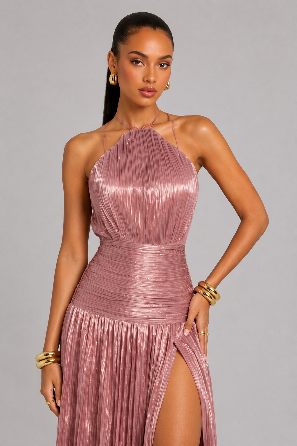 Vestido Aumare Menton rosa vista frontal