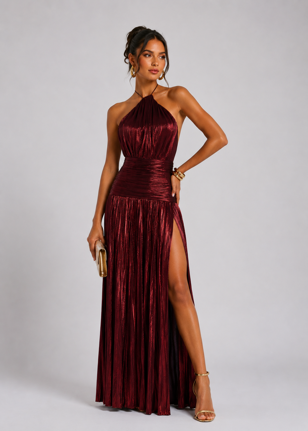 Vestido Aumare Menton vino vista frontal
