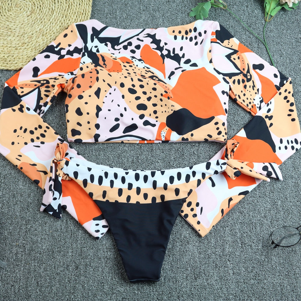 Bikini Aumare Bianca Jagger estampado animal multicolor — detalle