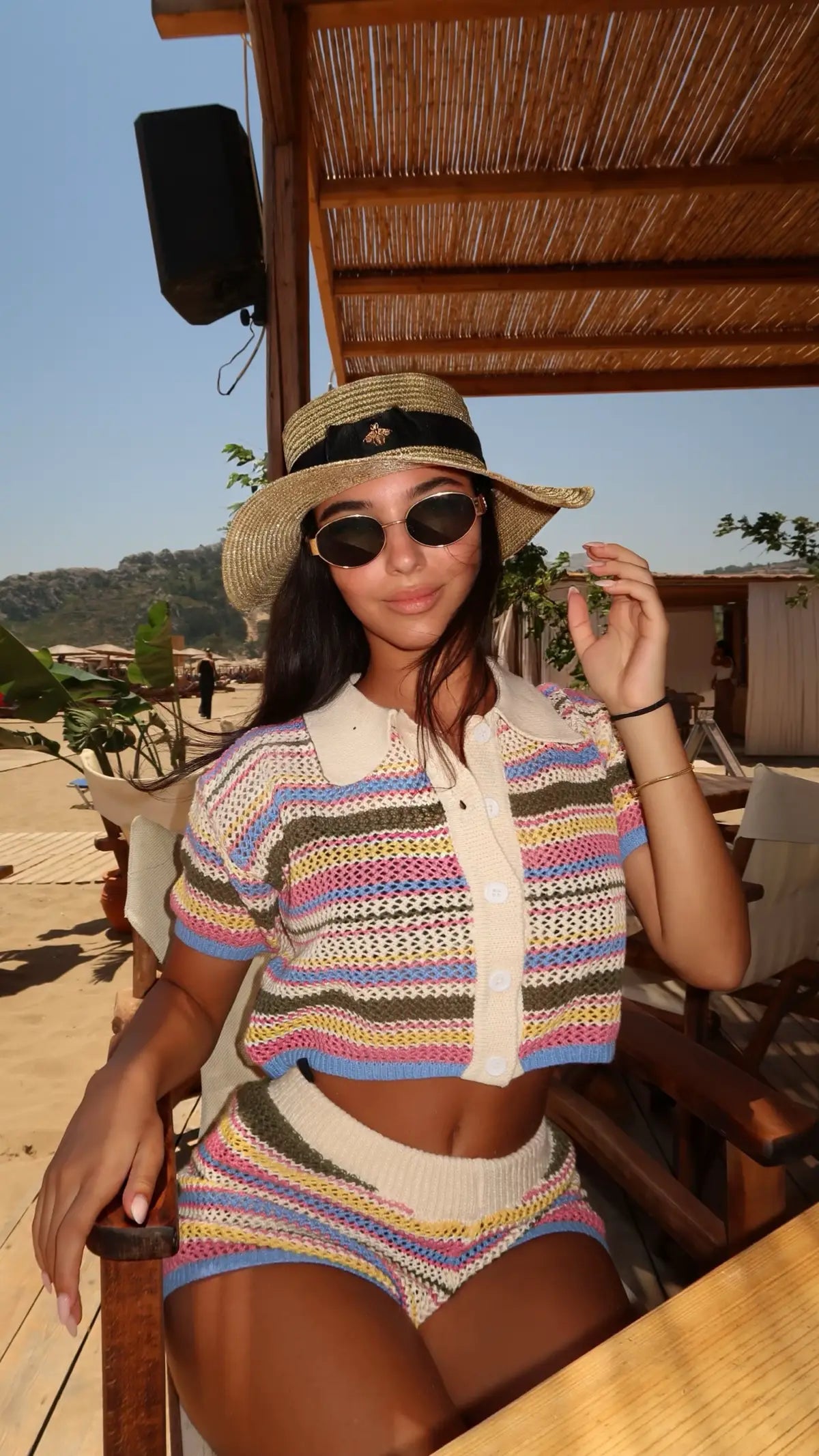 Conjunto Chacala top con cuello polo y short de playa