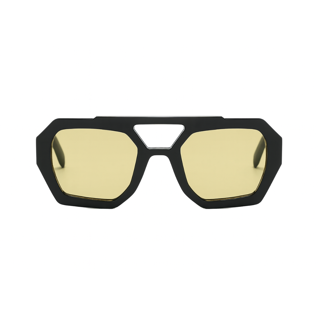 Lentes de sol Aumare Es Vedrà montura oversized negra con lente amarilla
