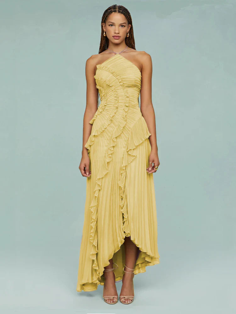 Vestido Aumare Portovenere en amarillo de gasa