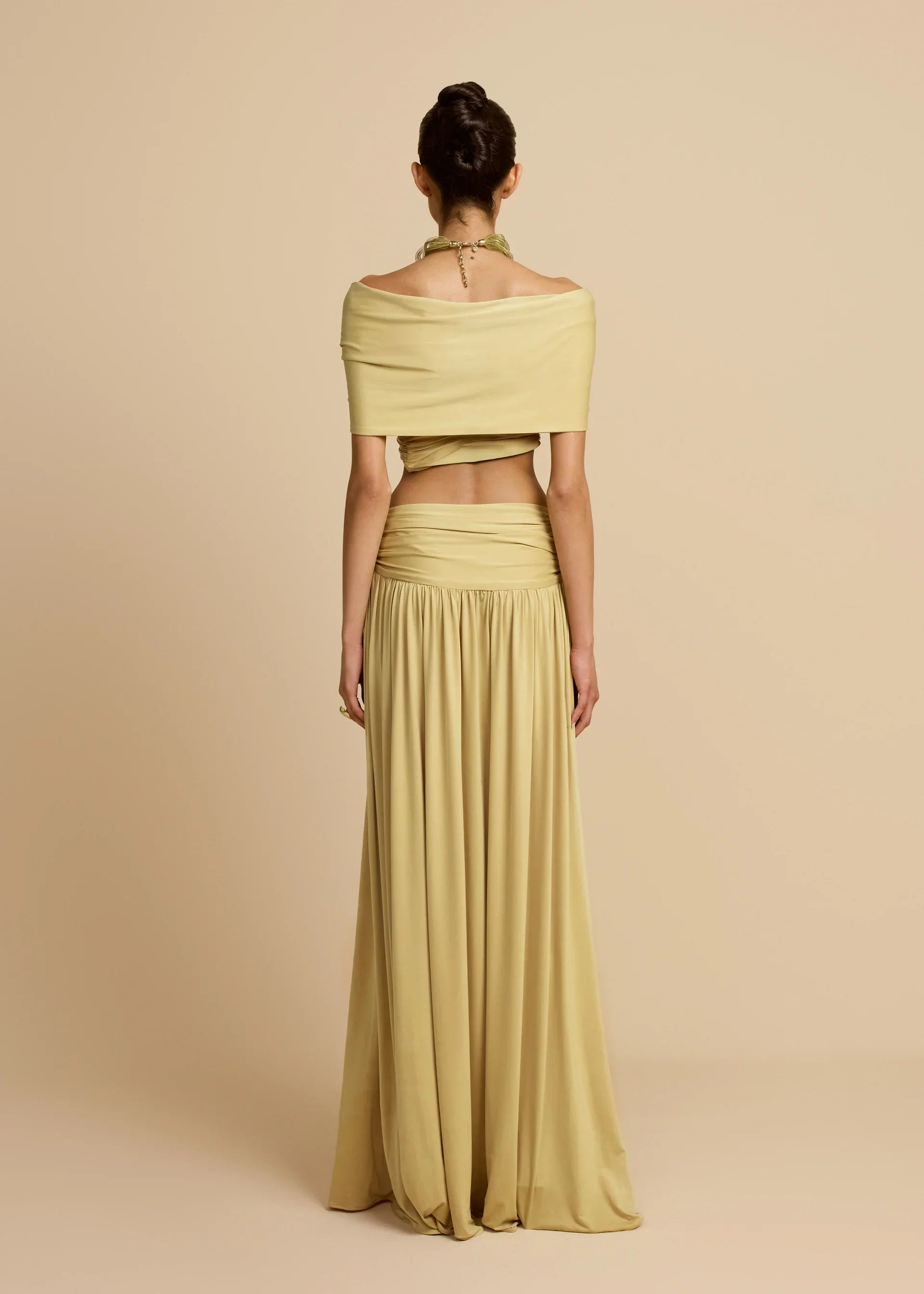 Top Aumare Xcacel amarillo de hombros descubiertos, vista trasera