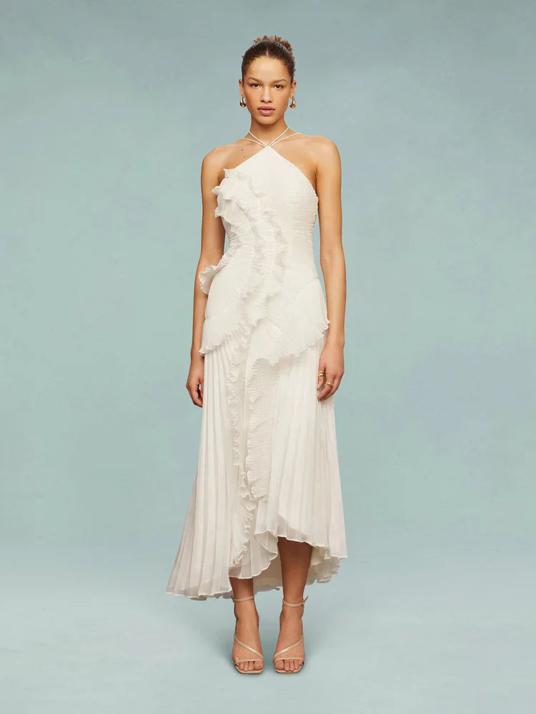 Vestido Aumare Portovenere en blanco de gasa fluida