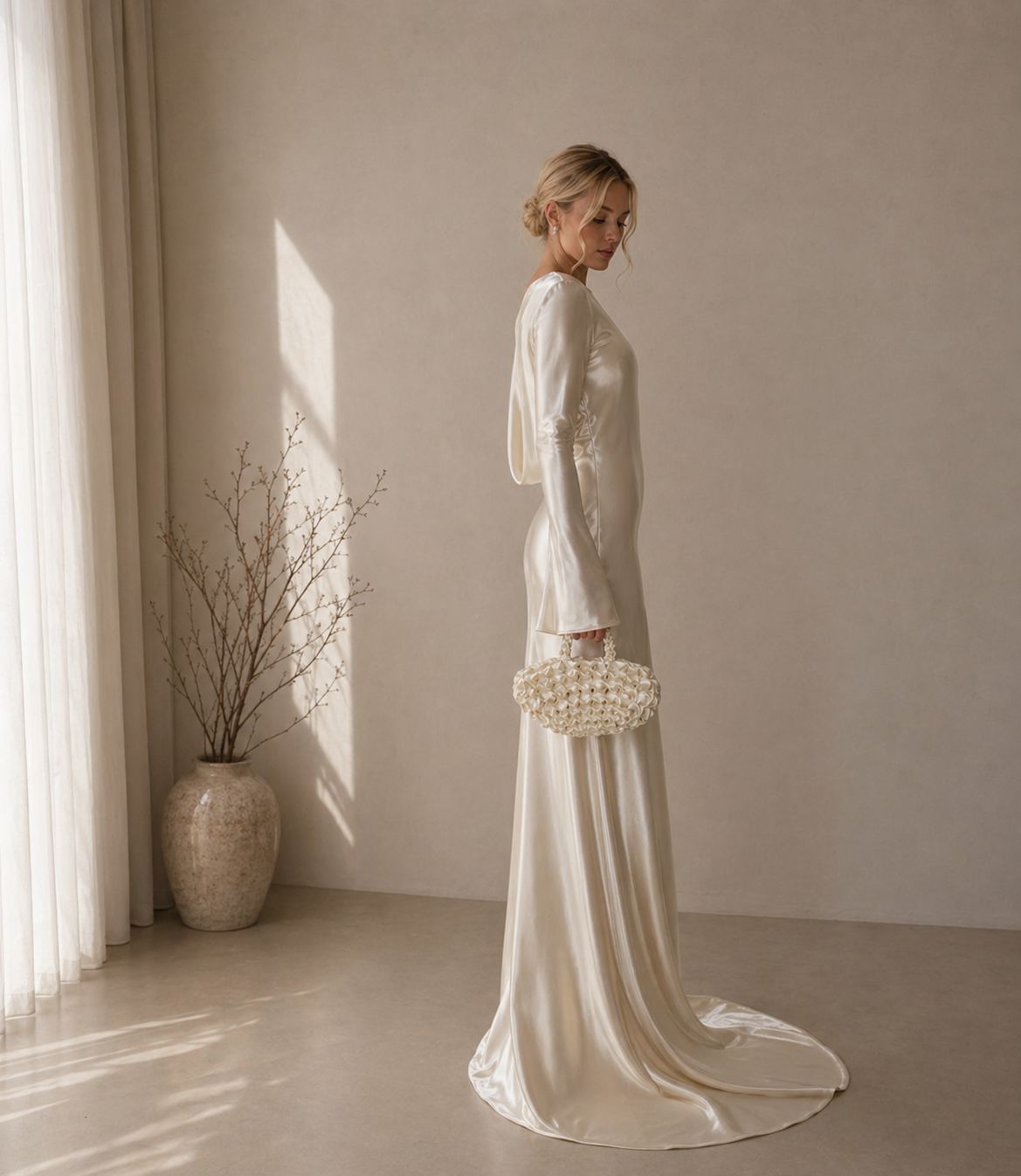 Vestido resort de lujo Aumare Menorca tono marfil