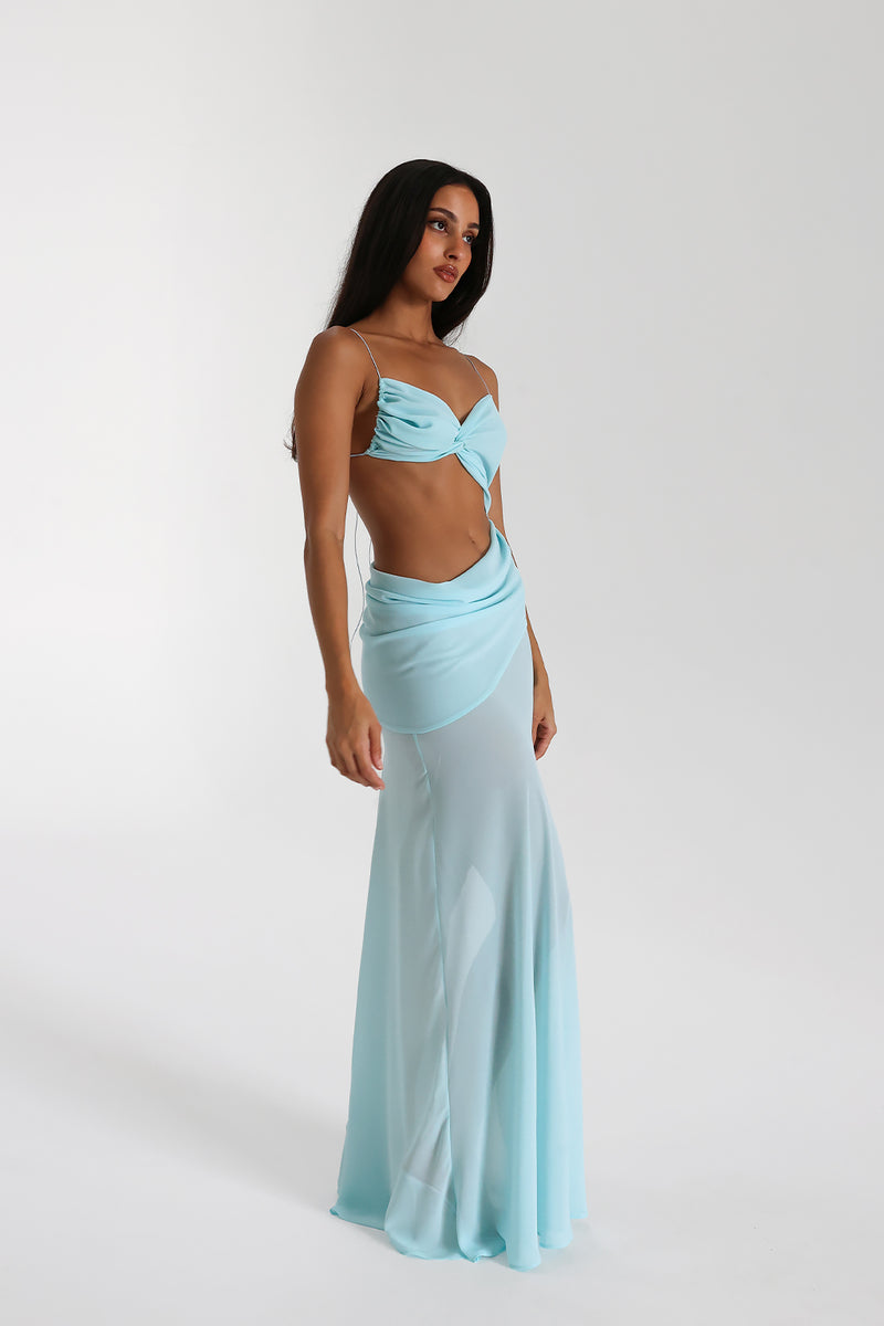 Vestido Aumare Cefalù azul cielo — perfil