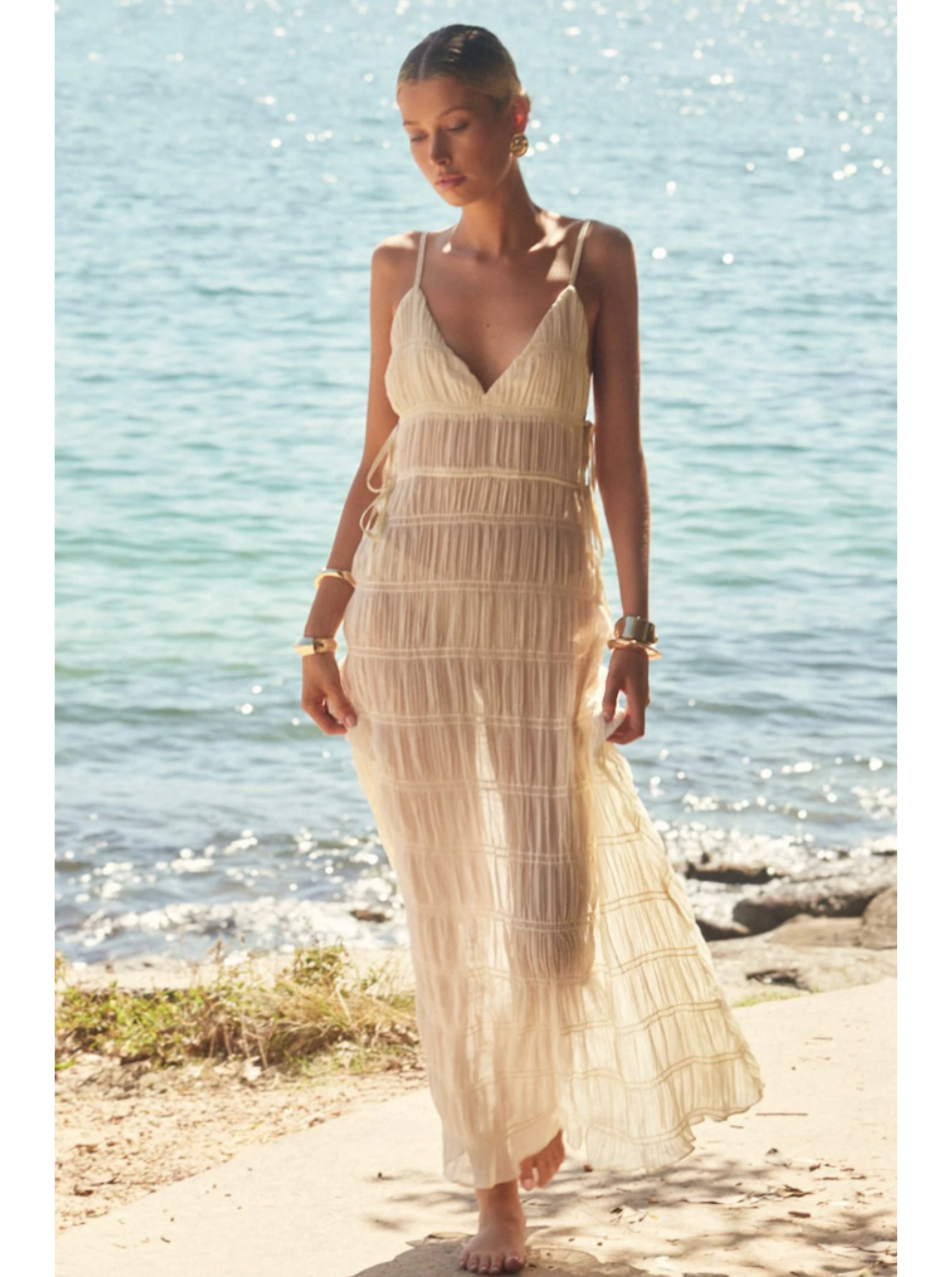 Vestido largo blanco Aumare estilo resort