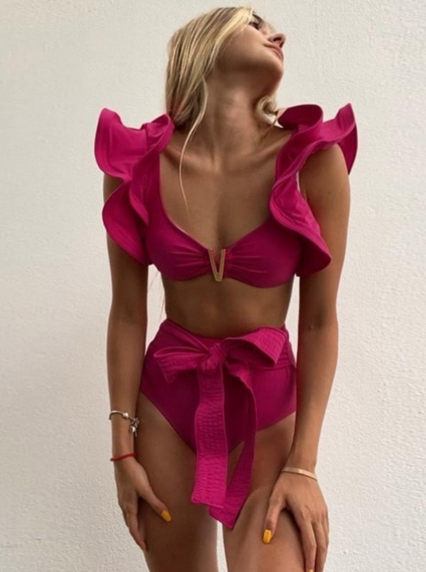 Bikini Aumare Audrey hot pant rosa con olanes