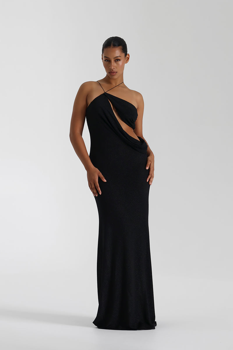 Vestido Aumare Stromboli negro — frente elegante