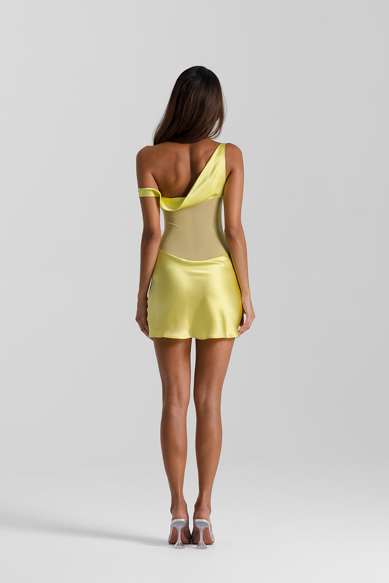 Vestido Aumare Camogli amarillo, vista trasera