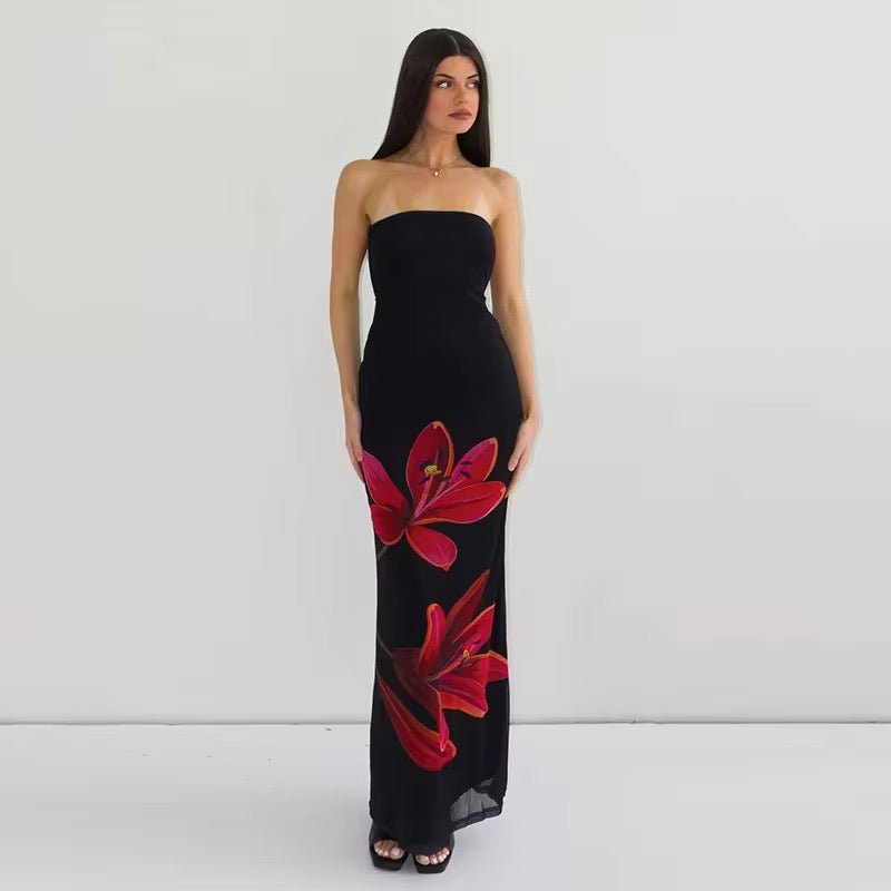 Modelo con Vestido Aumare Zante largo fluido
