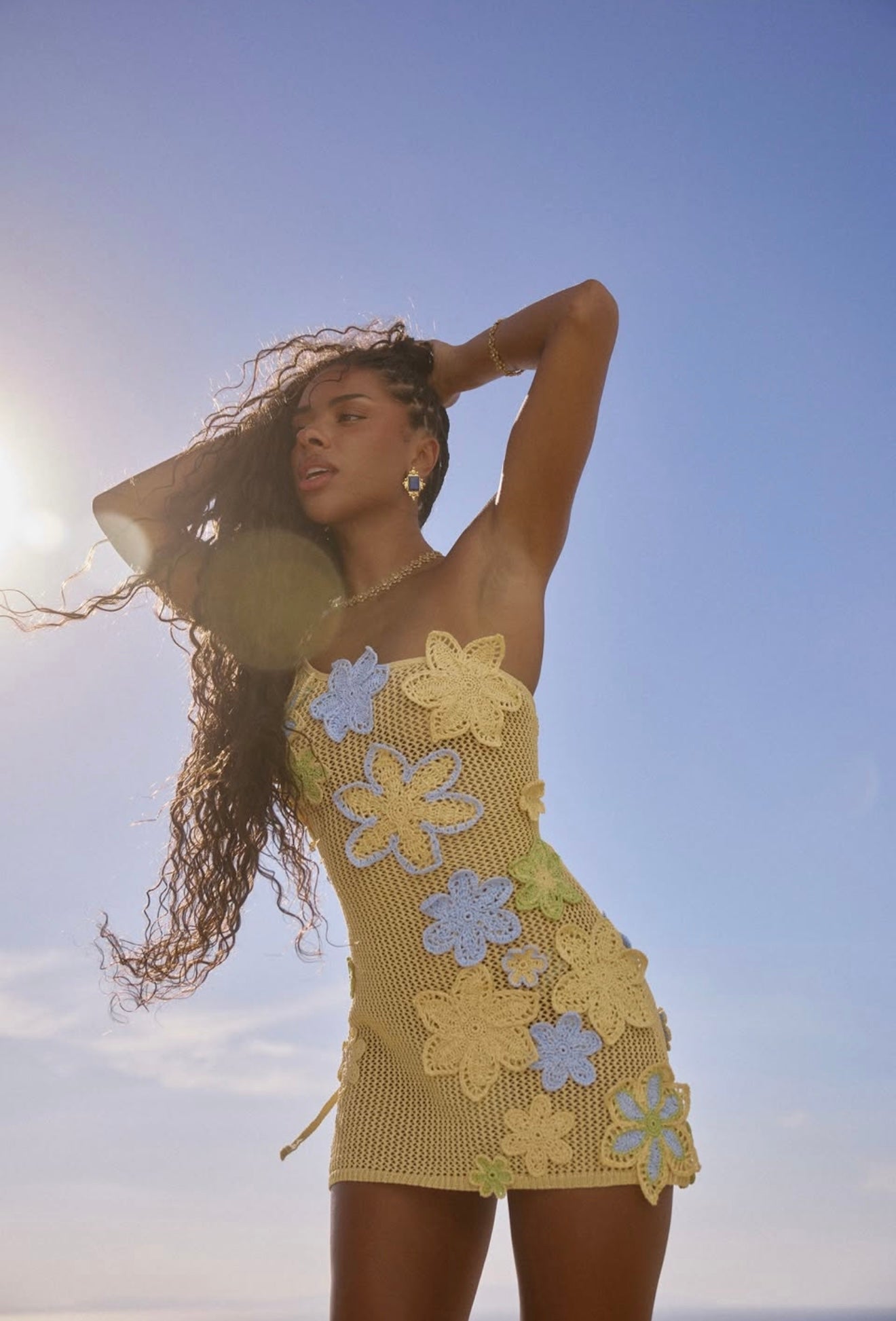 Vestido tejido color arena para verano — Aumare Positano Alta