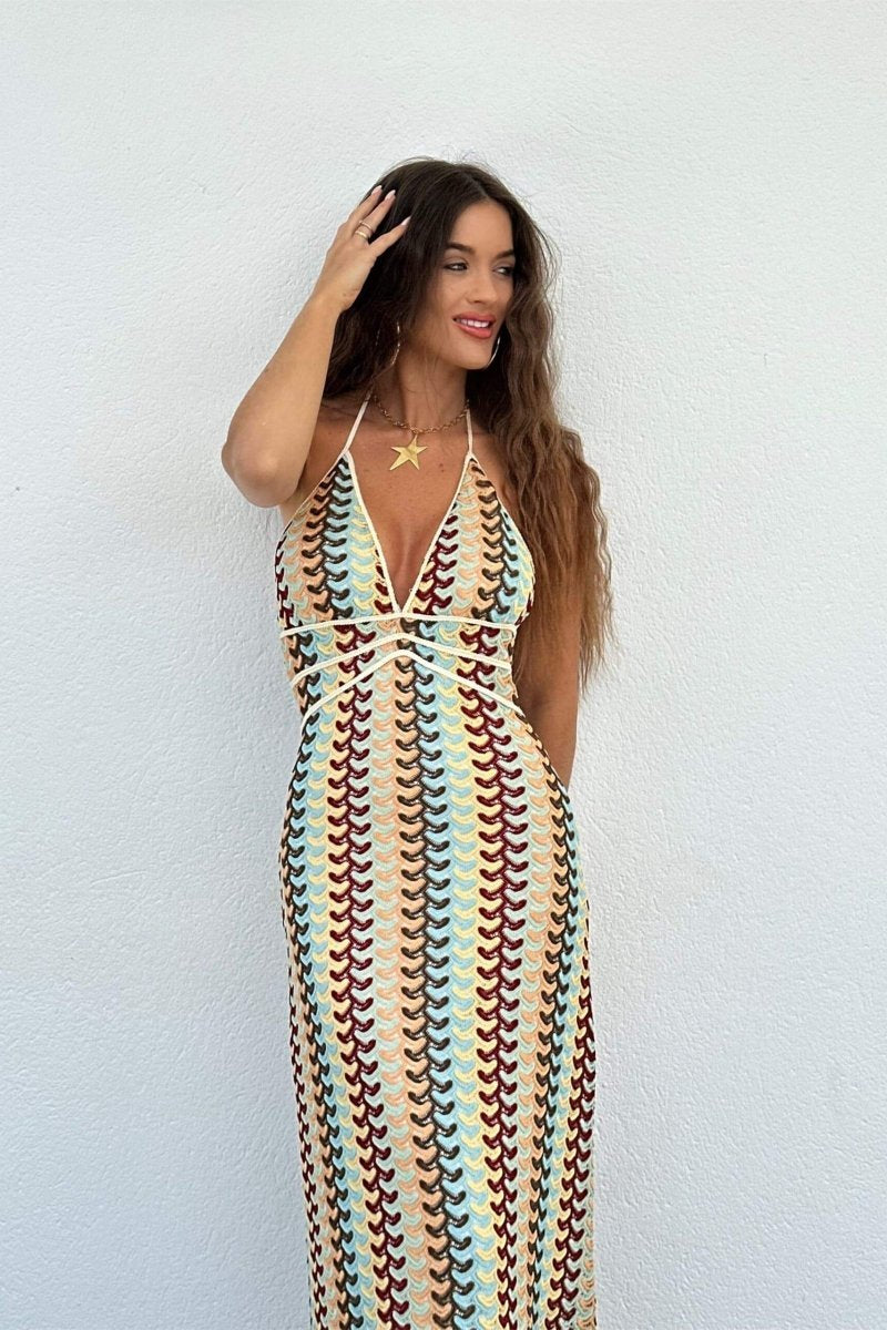 Vestido Aumare Milos largo fluido para playa — vista lateral