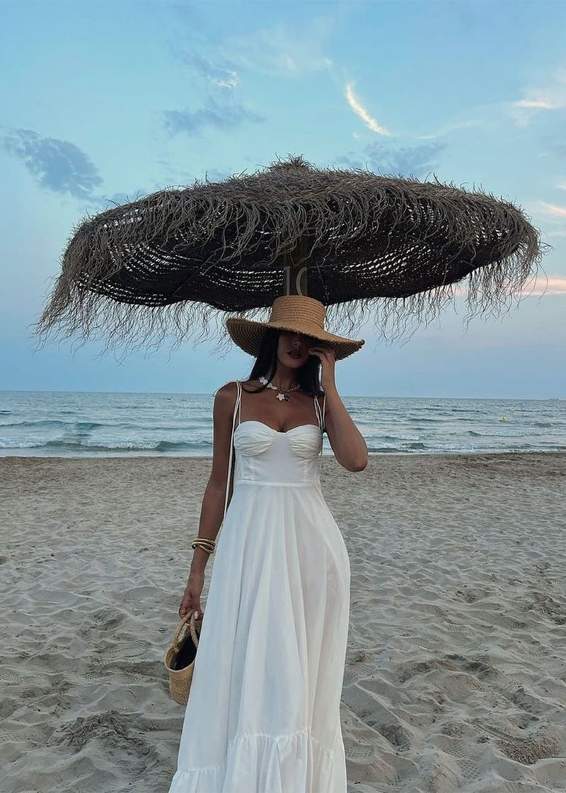 Vestido Aumare Èze blanco con tirantes ajustables resort wear