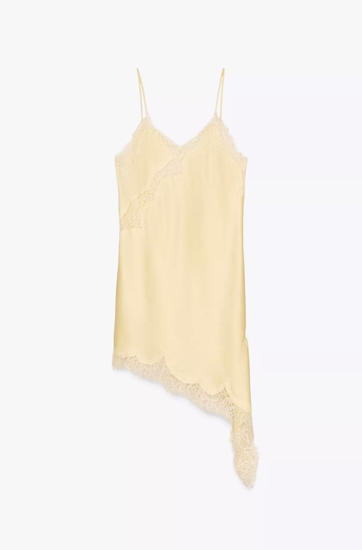 Vestido Aumare Sardegna en amarillo satinado con encaje