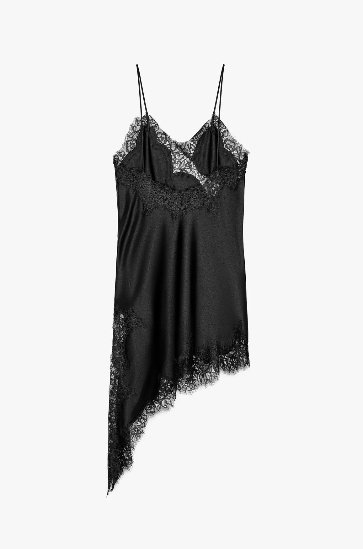 Vestido lencero Aumare Sardegna negro en satén con encaje