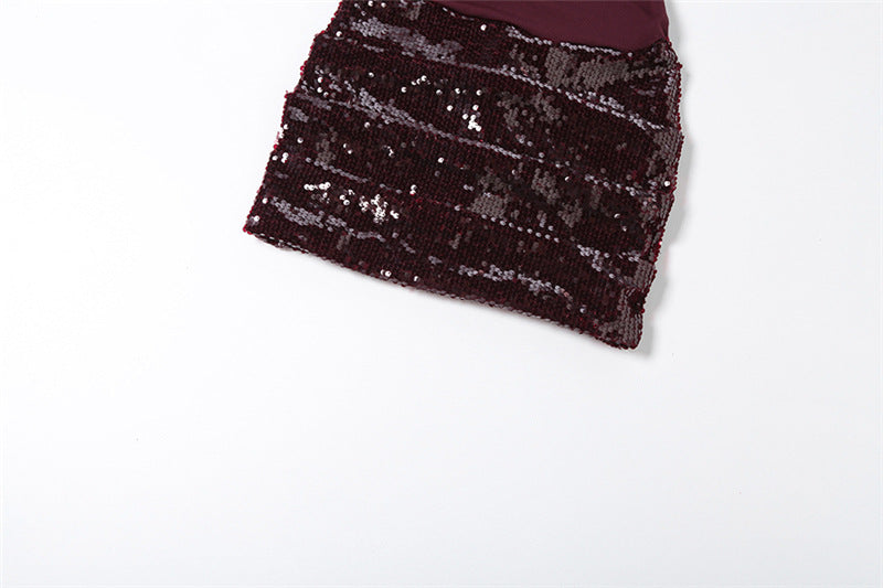 Detalle de falda de lentejuelas del Vestido Positano — AUMARE