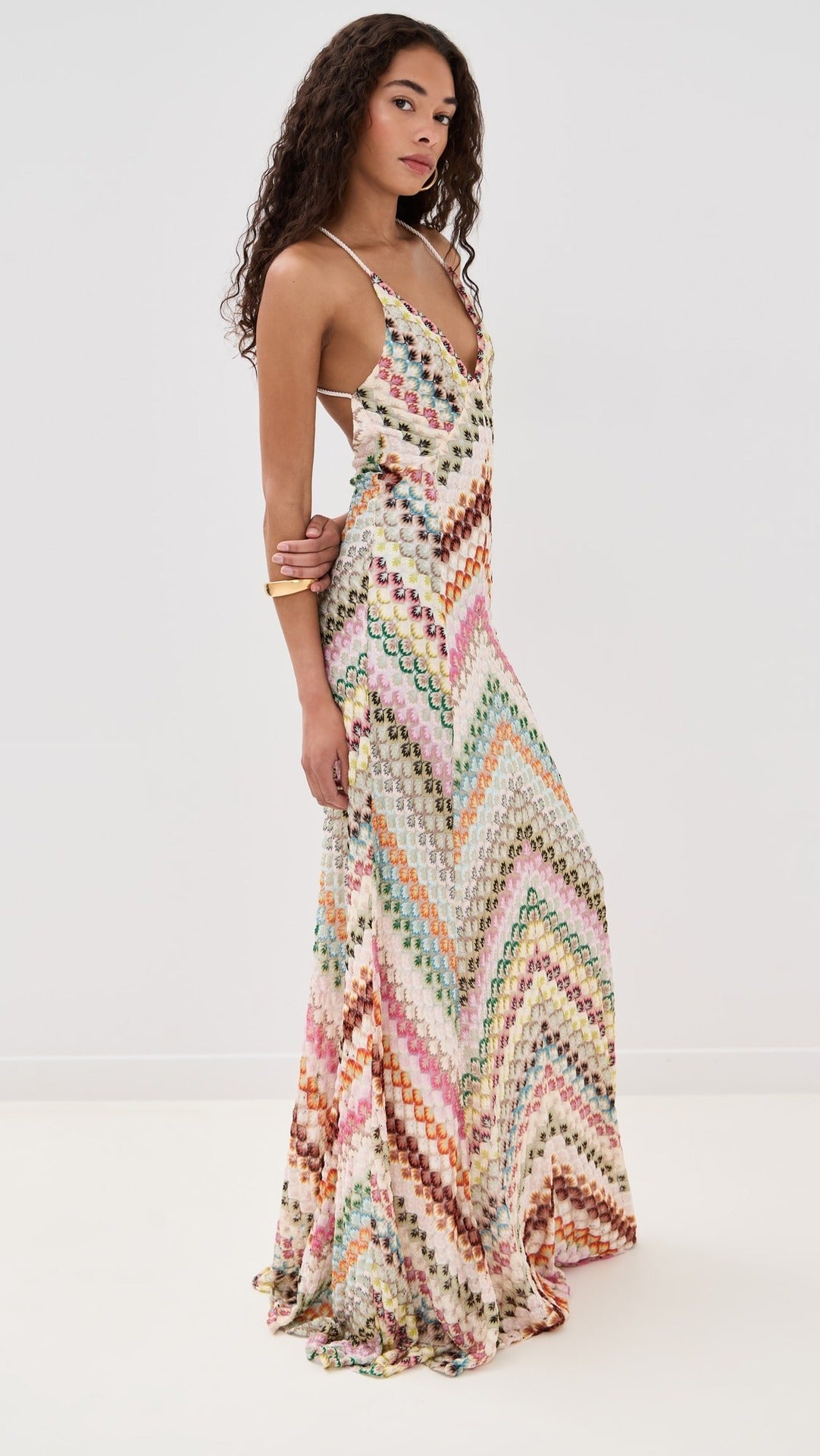 Vestido Aumare Anacapri largo multicolor, look completo