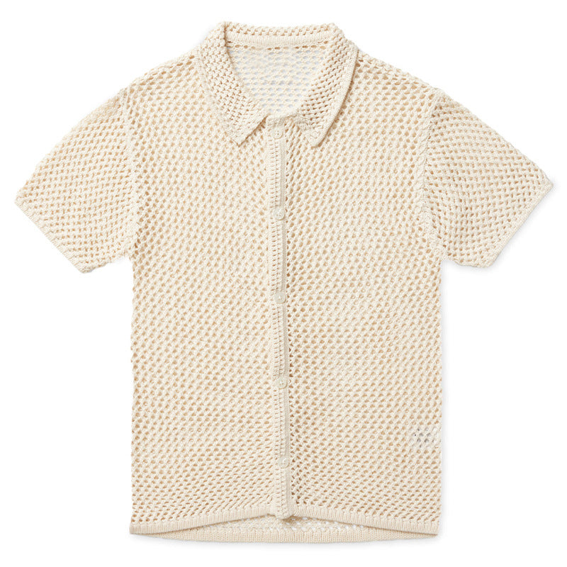Top camisero de manga corta tejido a crochet Aumare Xpu-Ha