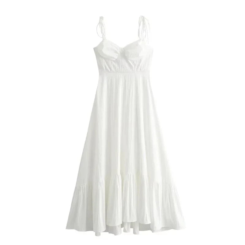 Vestido largo blanco Aumare Èze estilo mediterráneo