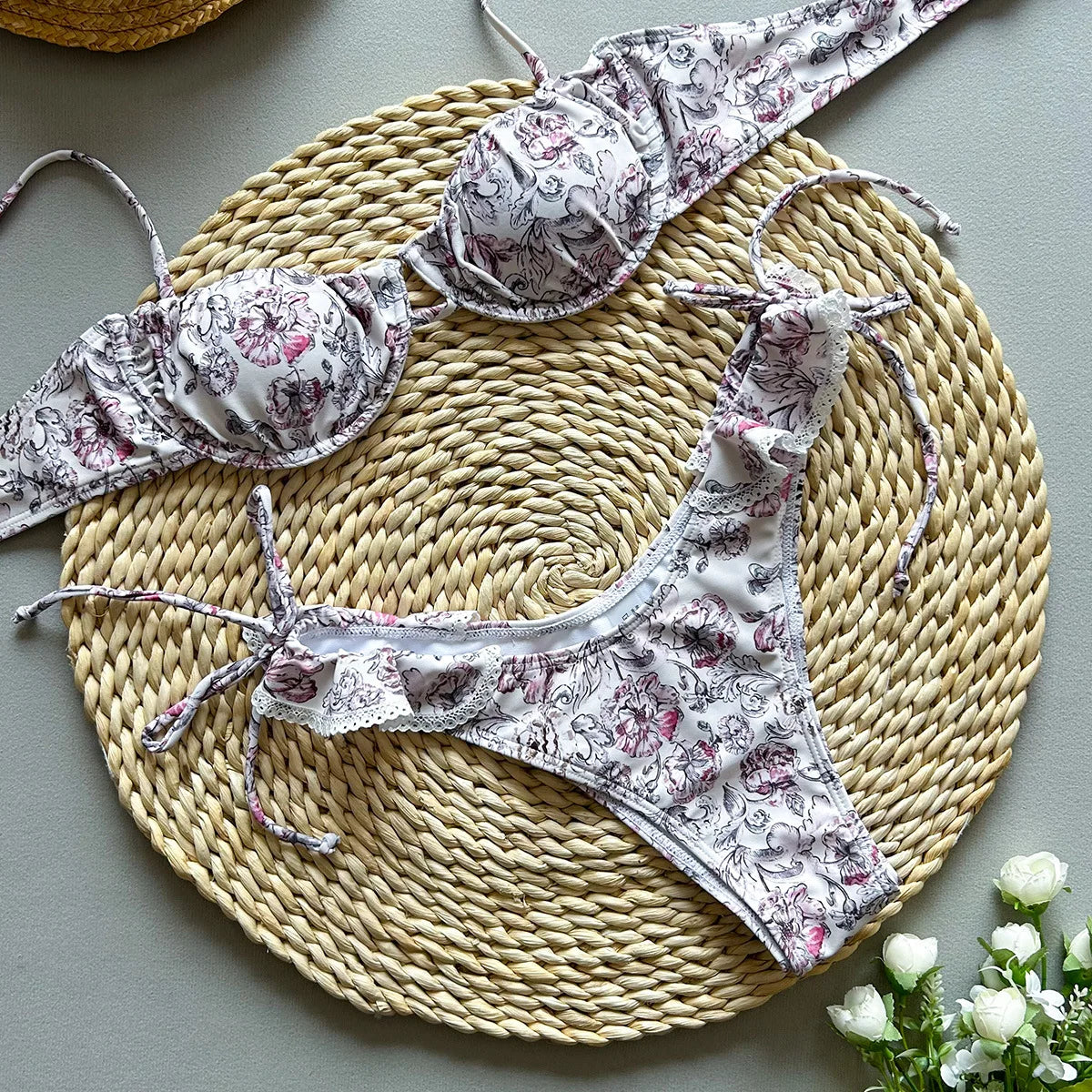 Bikini Aumare Zipolite floral — estilo de verano