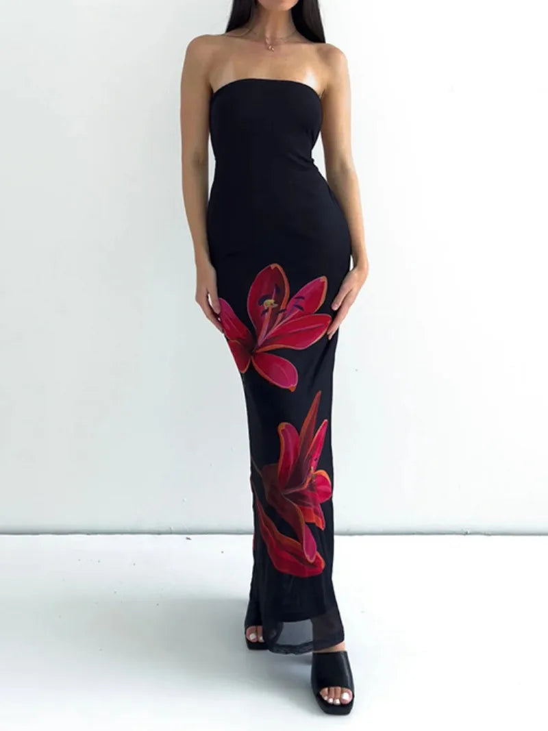 Vestido Aumare Zante maxi negro elegante