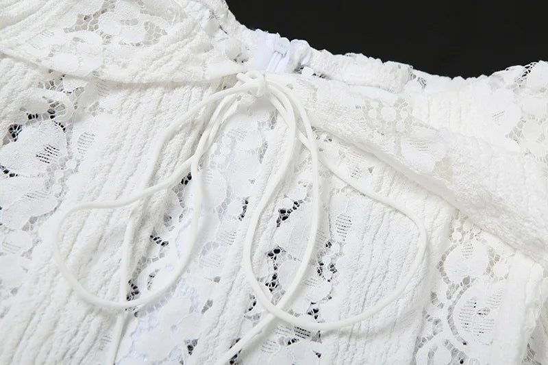 Vestido largo de encaje blanco AUMARE Saint-Tropez