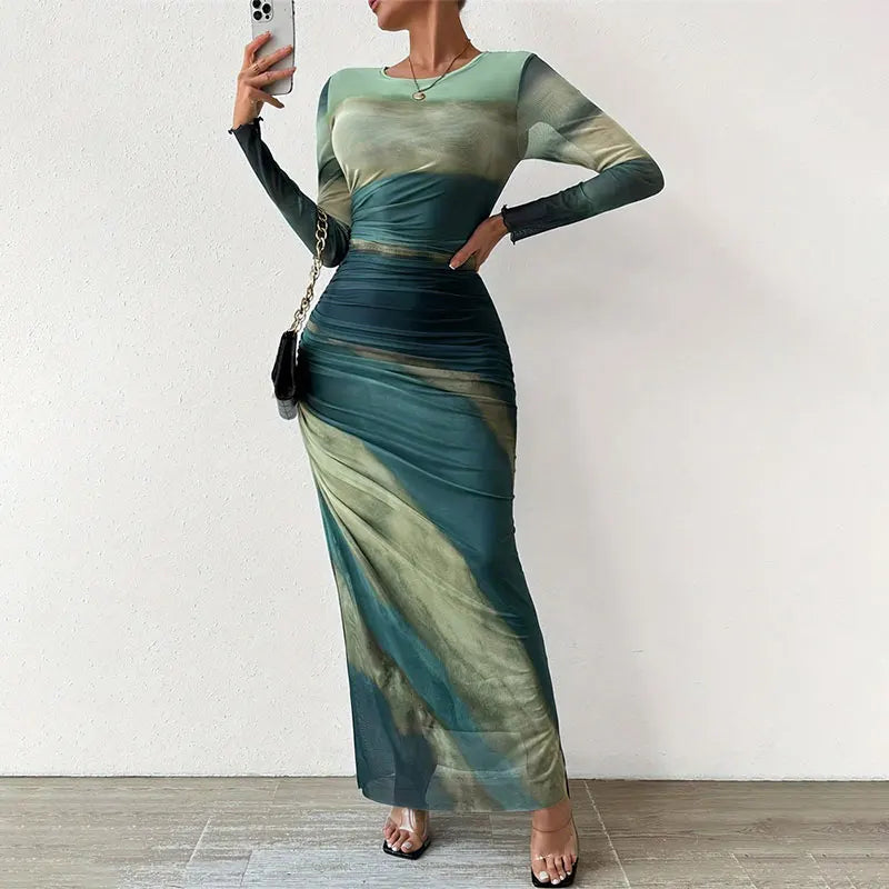 Vestido Aumare Gallipoli estampado marino degradado
